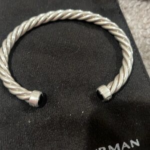 David Yurman Cuff Brand New Sterling Silver Cable Classic Black Onyx Bracelet